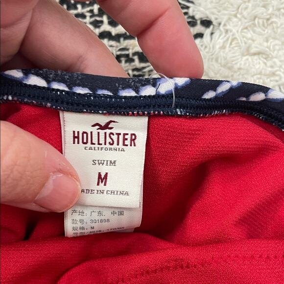 Hollister Blue and White One Piece off the shoulder straps size medium - Picture 2 of 4